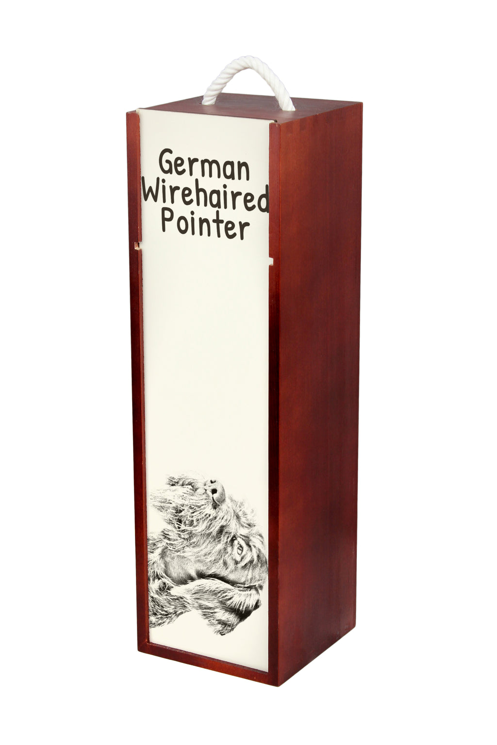 German Wirehaired Pointer I - wine box with a dog, alcohol box with graphics, personalized gift box from the Art-Dog brand