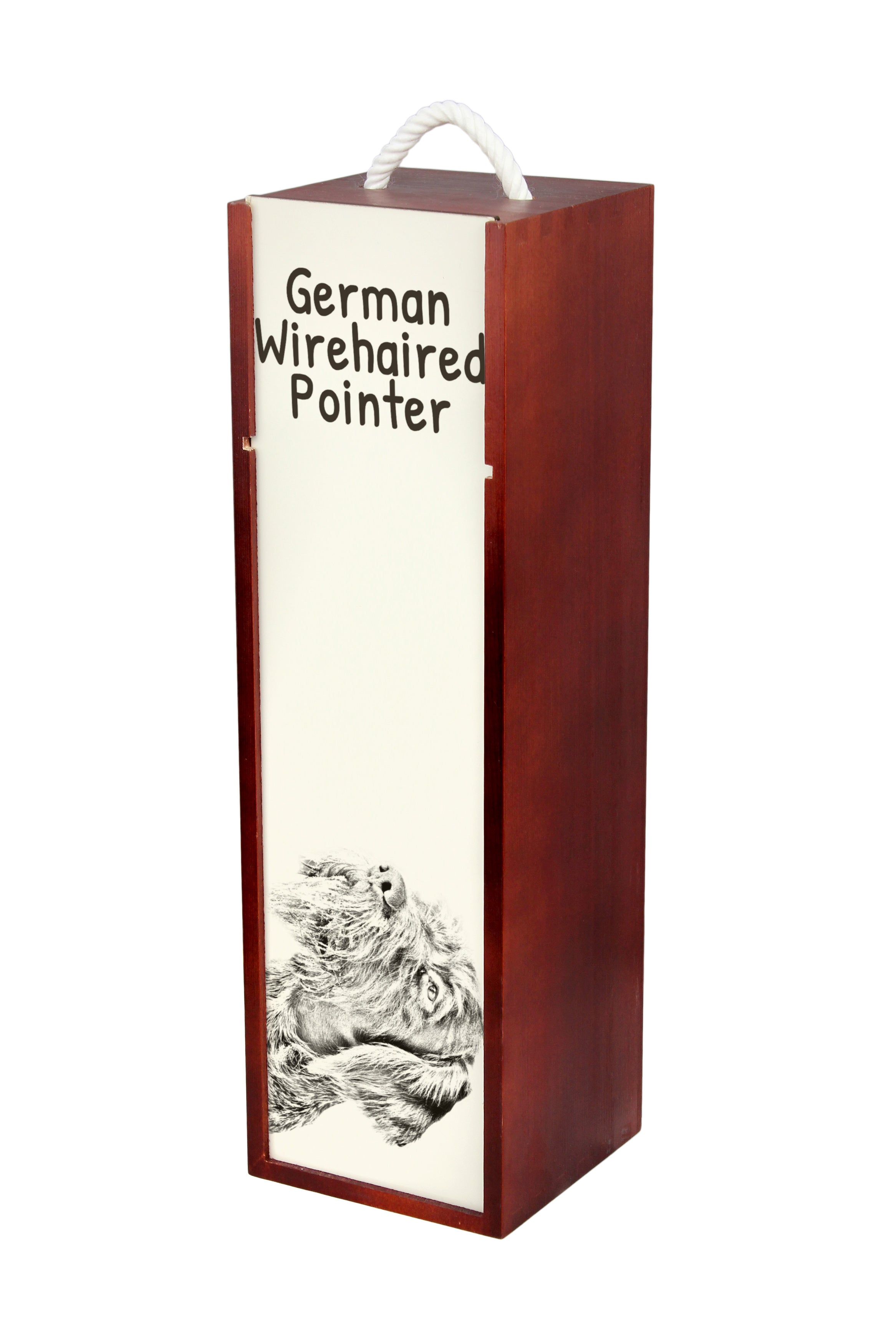 German Wirehaired Pointer I - wine box with a dog, alcohol box with graphics, personalized gift box from the Art-Dog brand