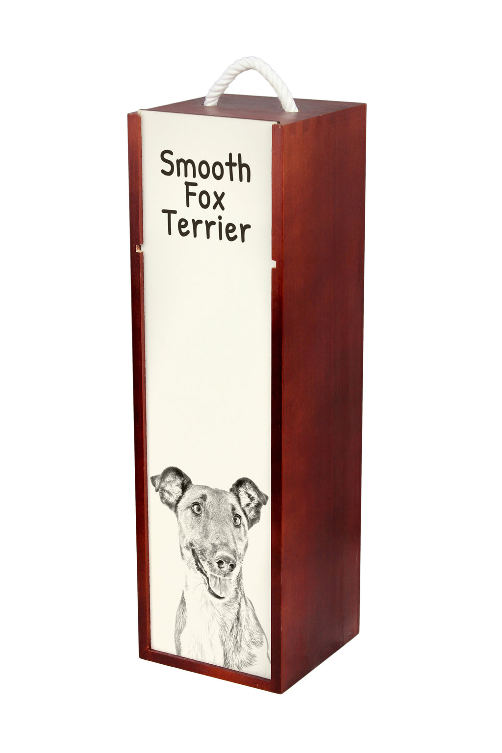 Fox Terrier Smooth - wine box with a dog, alcohol box with graphics, personalized gift box from the Art-Dog brand