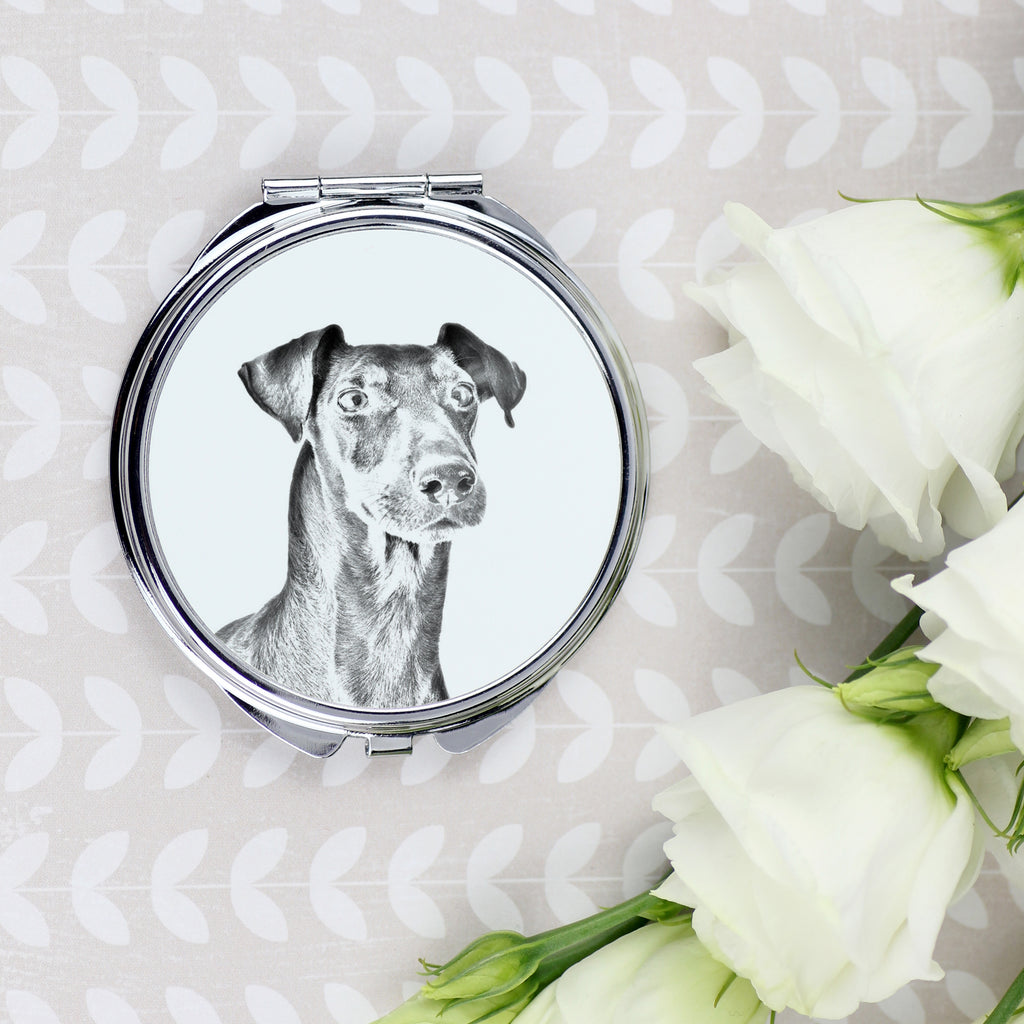 Manchester Terrier - Pocket mirror with a dog, personalized mirror for a purse, compact mirror with Art-Dog brand print.