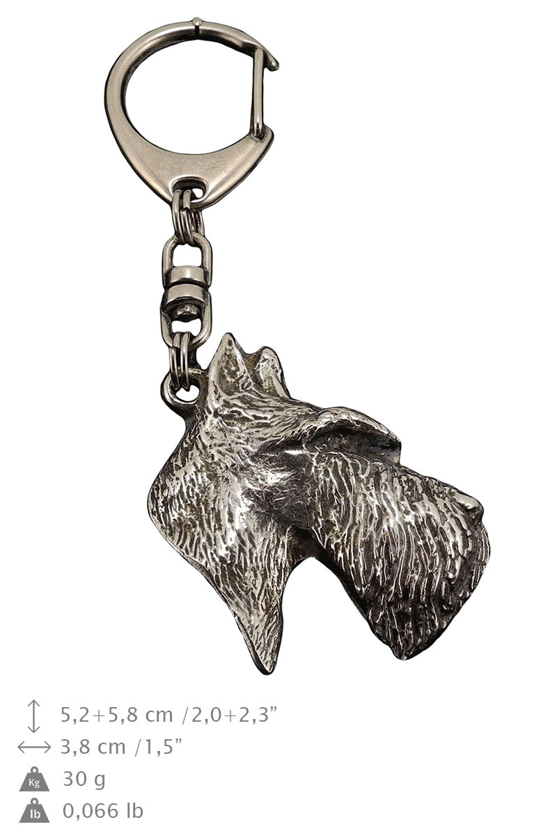 Scottish terrier, Aberdeen Terrier, Scottie, Aberdeenie - Silver-plated key ring with dog, handbag decoration, backpack pendant by Art-Dog brand