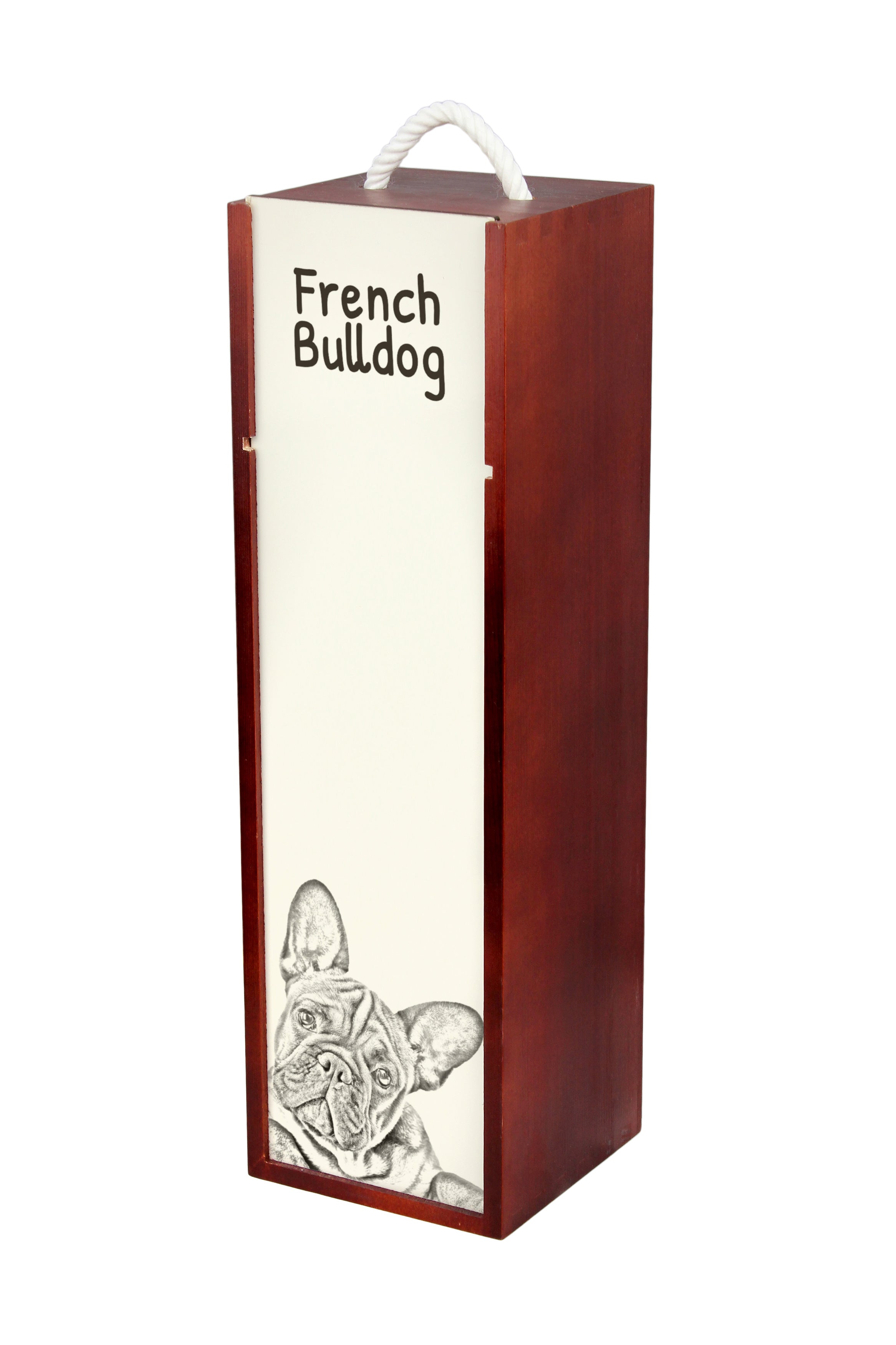 French Bulldog, Frenchie - wine box with a dog, alcohol box with graphics, personalized gift box from the Art-Dog brand