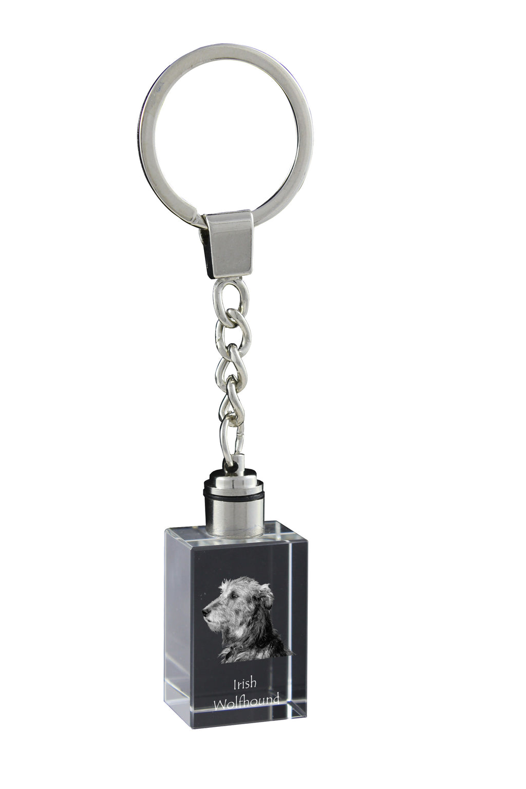 Irish Wolfhound - Crystal key ring with dog photo, illuminated key ring, unique gift by Art-Dog brand