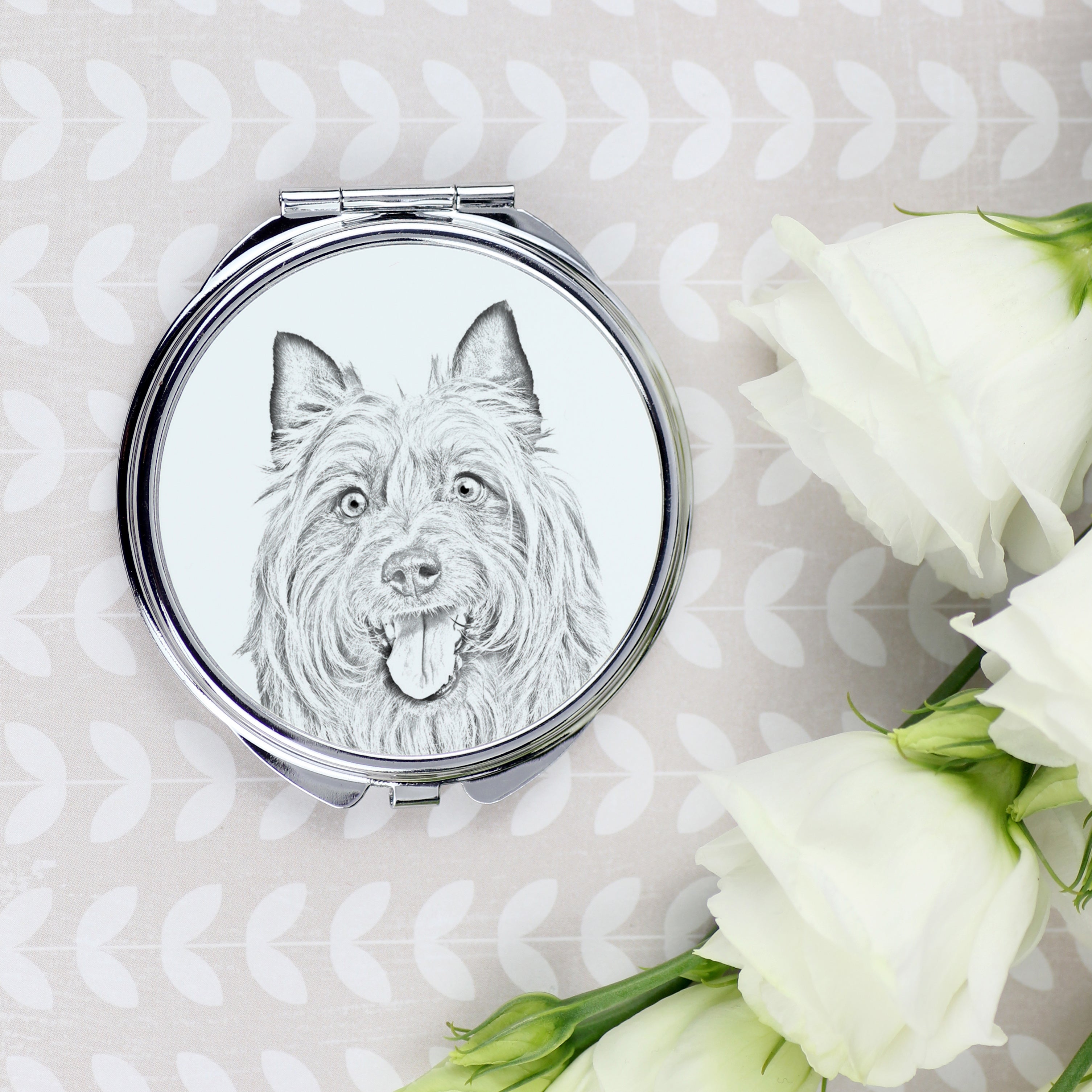 Australian Terrier, Aussie - Pocket mirror with a dog, personalized mirror for a purse, compact mirror with Art-Dog brand print.