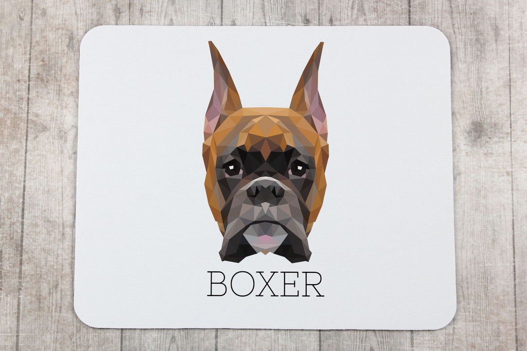 Boxer, German Boxer I - geometric mouse pad with a picture and text by Art-Dog