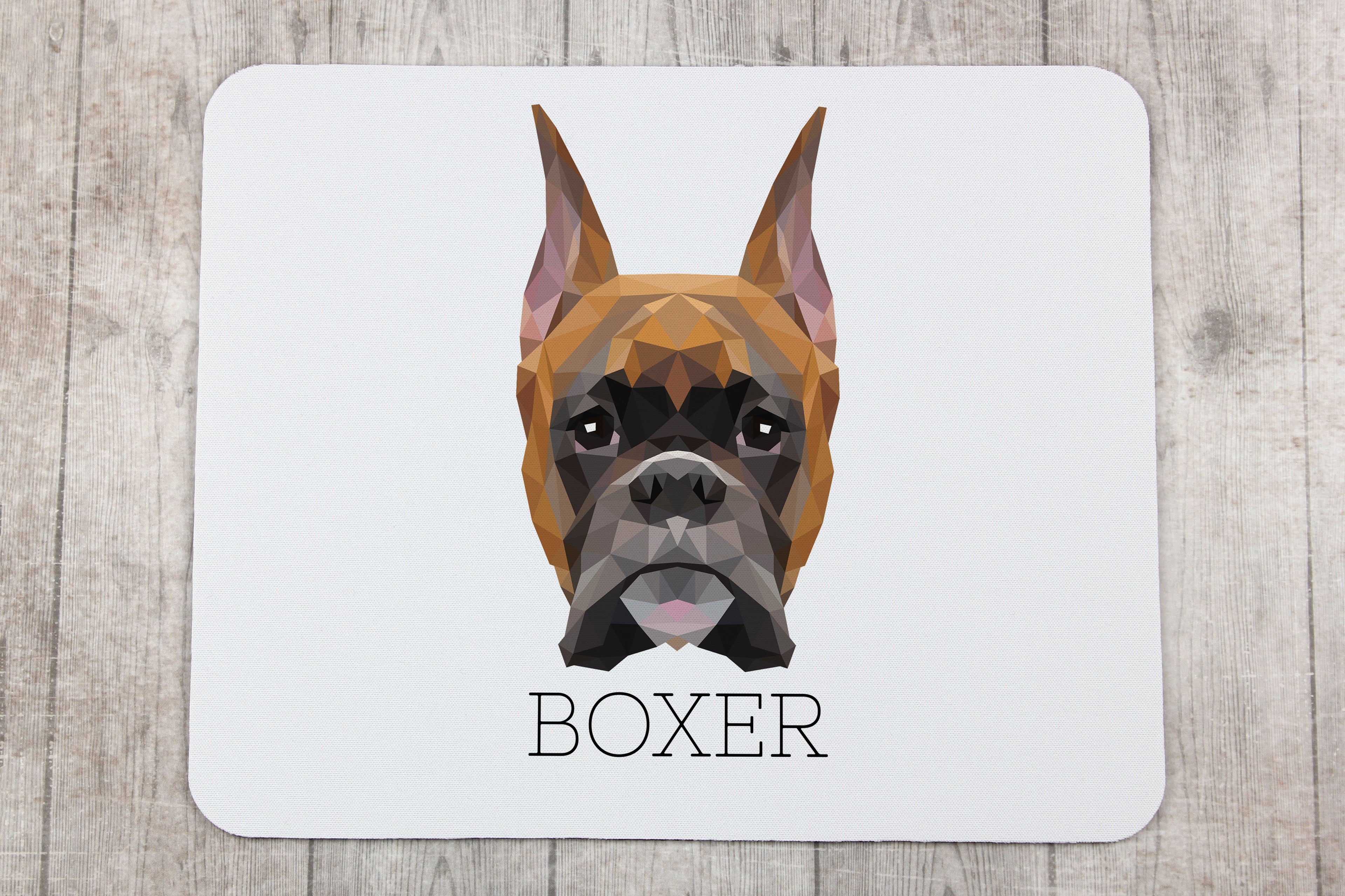 Boxer, German Boxer I - geometric mouse pad with a picture and text by Art-Dog