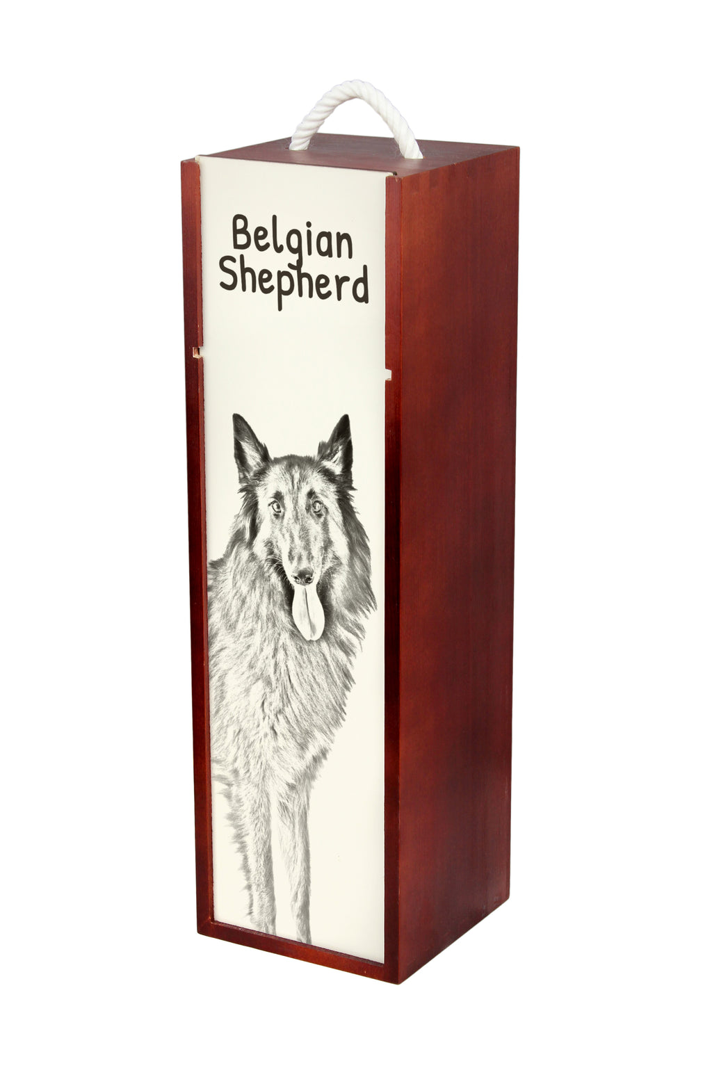 Belgian Shepherd Dog, Belgian Sheepdog I - wine box with a dog, alcohol box with graphics, personalized gift box from the Art-Dog brand