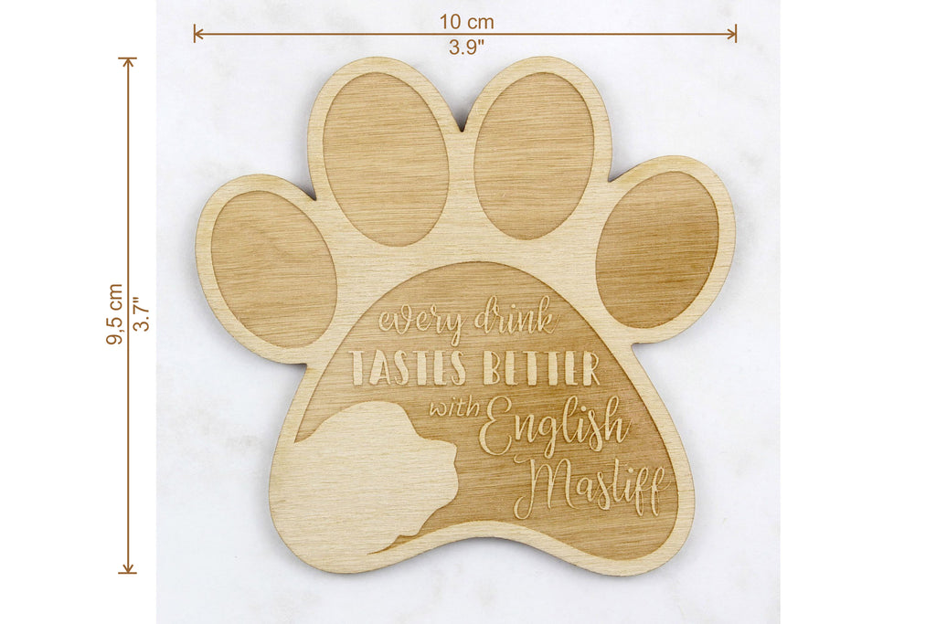 English Mastiff - Mug coaster, engraved coaster with dog, gift for dog lover by Art-Dog brand