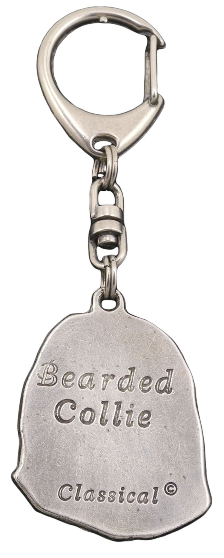Bearded Collie, Highland Collie, Mountain Collie - Silver-plated key ring with a dog in a gift box, handbag decoration, backpack pendant by Art-Dog brand