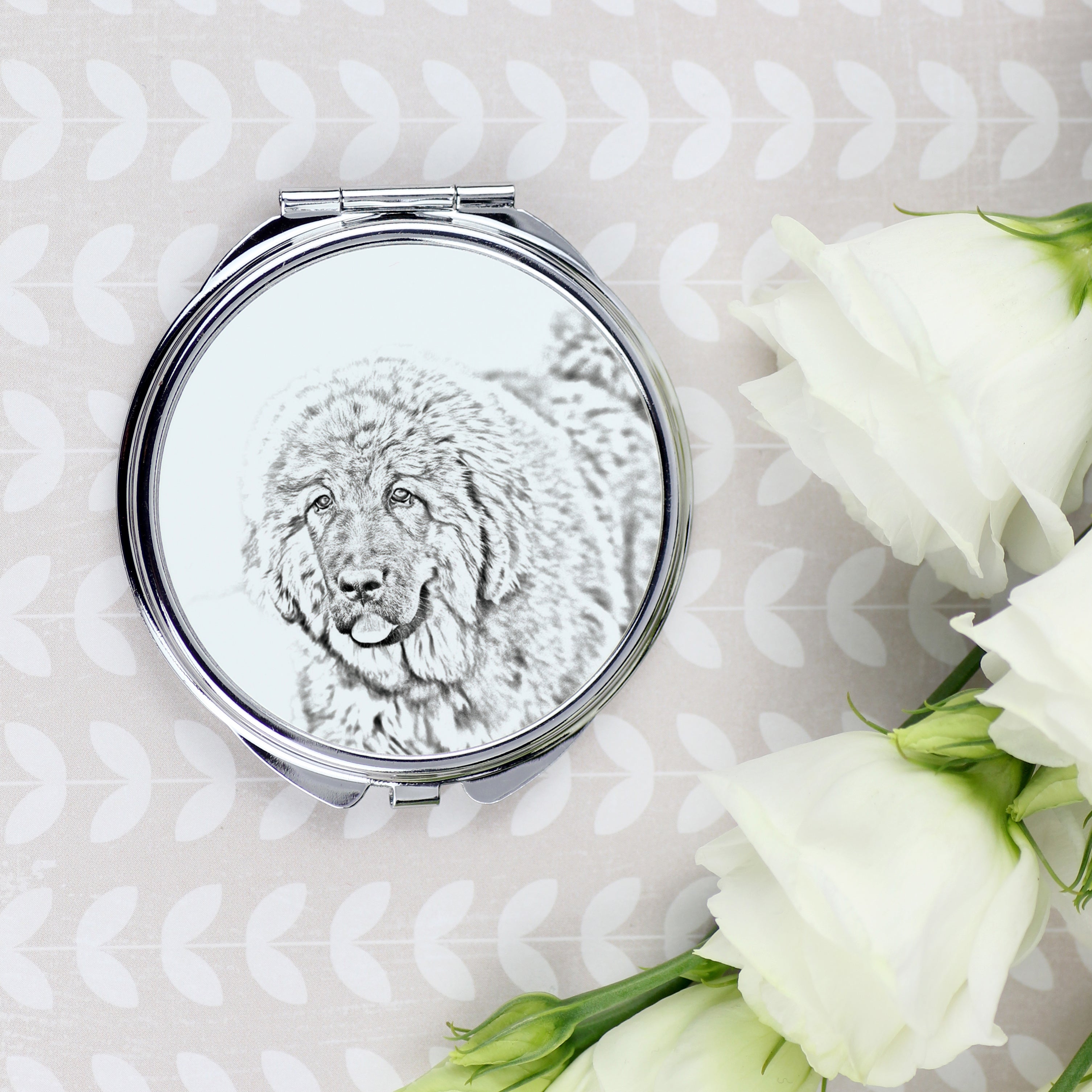 Tibetan Mastiff, Do khyi - Pocket mirror with a dog, personalized mirror for a purse, compact mirror with Art-Dog brand print.
