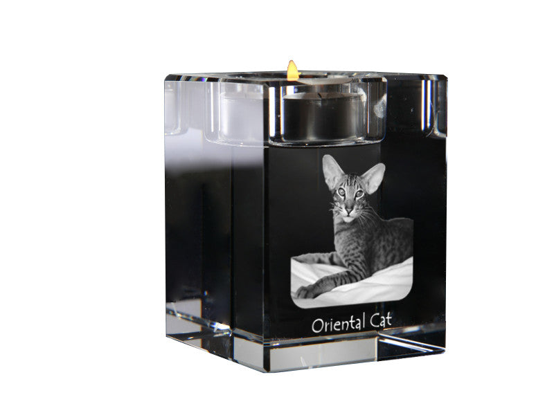 Oriental - Candle holder with cat photo, crystal tealight holder, personalised gift by Art-Dog brand