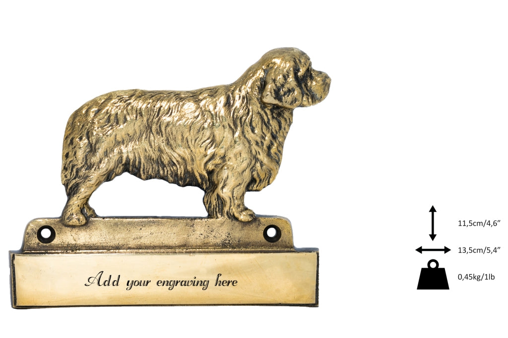 Clumber Spaniel - address plaque with a dog, brass nameplate, personalized door sign with the brand name Art-Dog