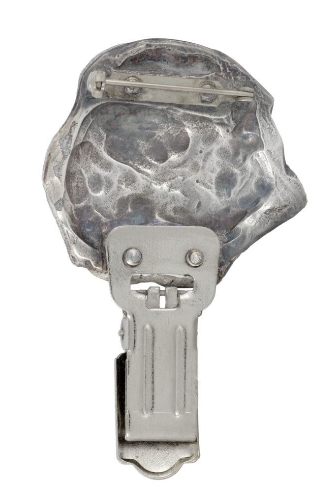 Bouvier des Flandres, Flanders Cattle Dog - brooch with a clip, holder for a start number, silver-plated dog show pin from the Art-Dog brand