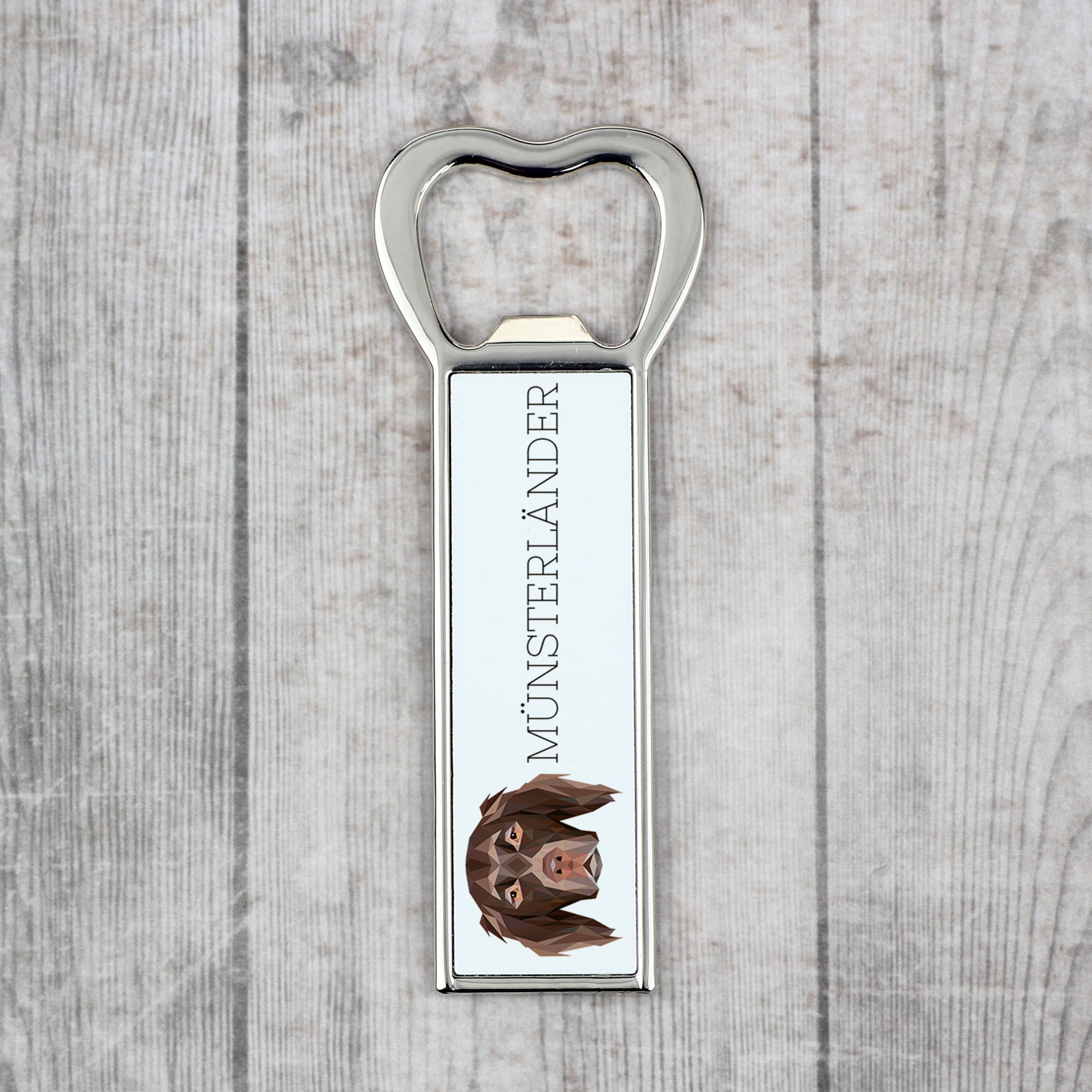 Münsterländer - bottle opener with a picture and inscription for beer by Art-Dog