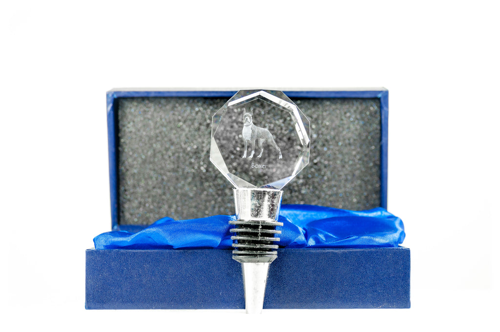 Boxer, German Boxer III - Bottle stopper, crystal wine stopper with photo, personalised gift for bartender by Art-Dog brand