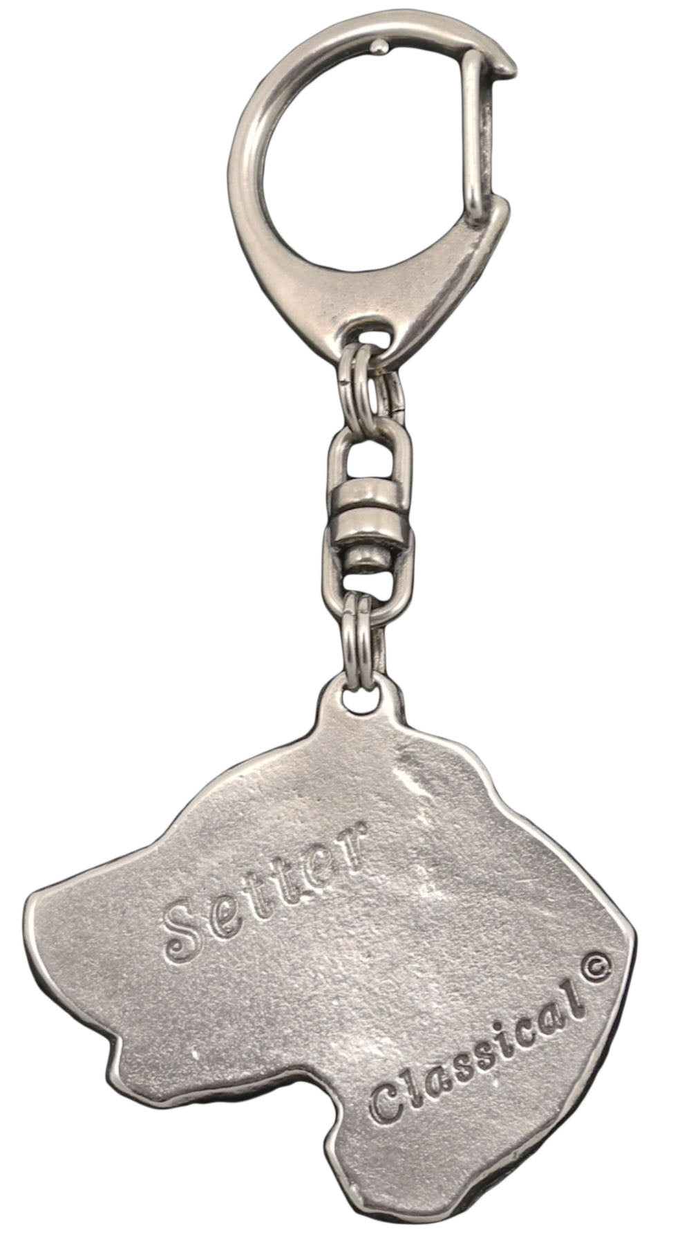 English setter, Lawerack, Laverack - Silver-plated key ring with a dog in a gift box, handbag decoration, backpack pendant by Art-Dog brand