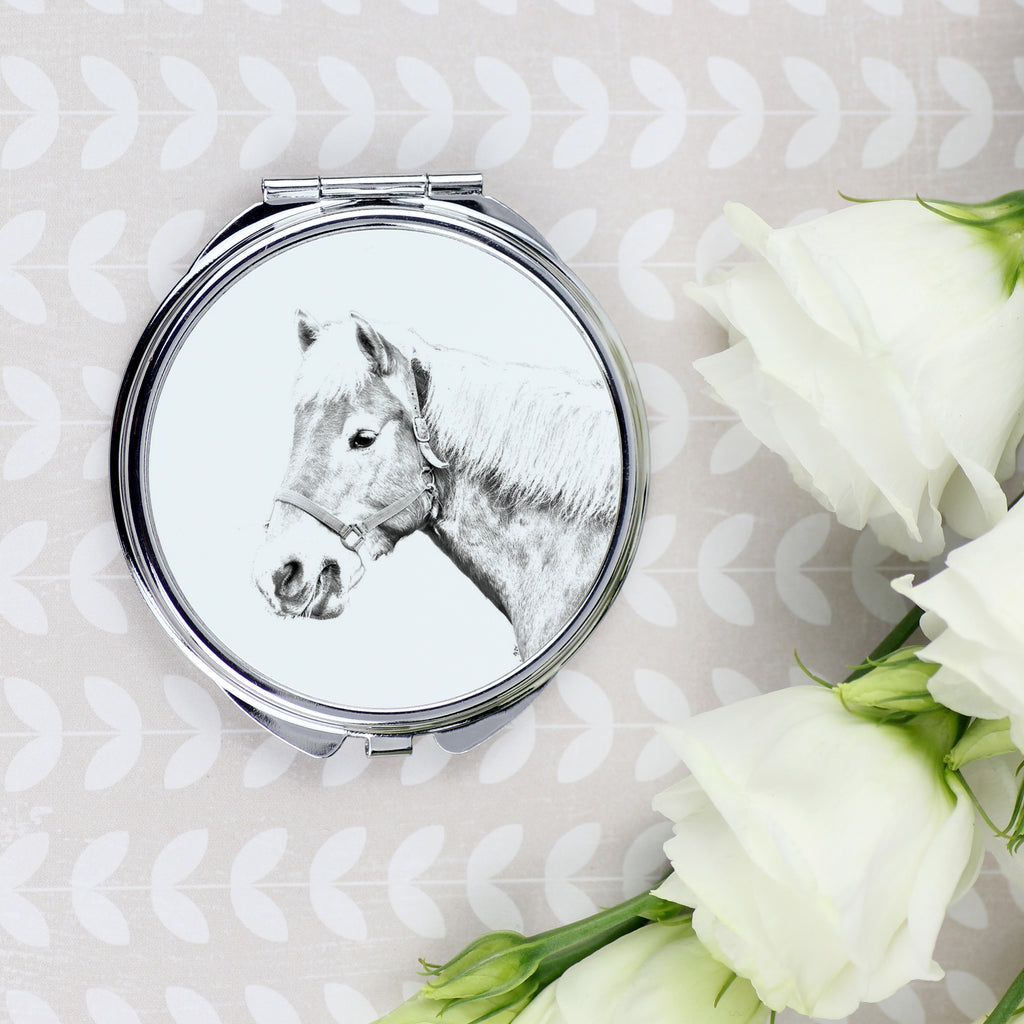 Haflinger Fohlen - pocket mirror with a horse, personalized mirror for a purse, compact mirror with Art-Dog brand print