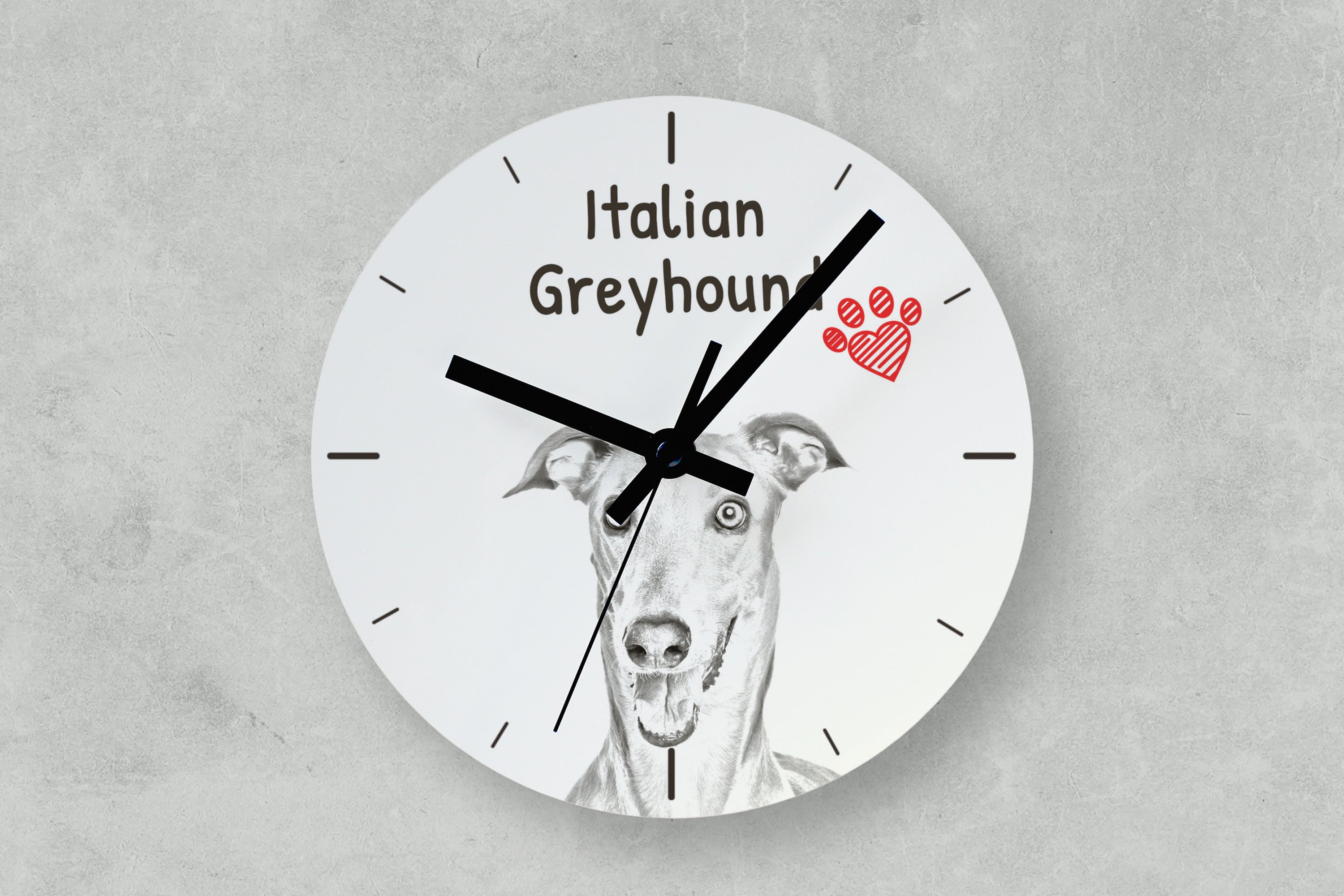 Italian Greyhound, Italian Sighthound - wall clock with a dog, shelf clock with a print, personalized home decoration from the Art-Dog brand
