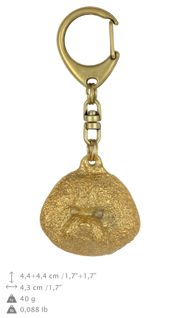 Bichon Frise, Bichon Tenerife, Bichon a poil frise - Gilded key ring with dog, handbag decoration, luxury accessory by Art-Dog brand