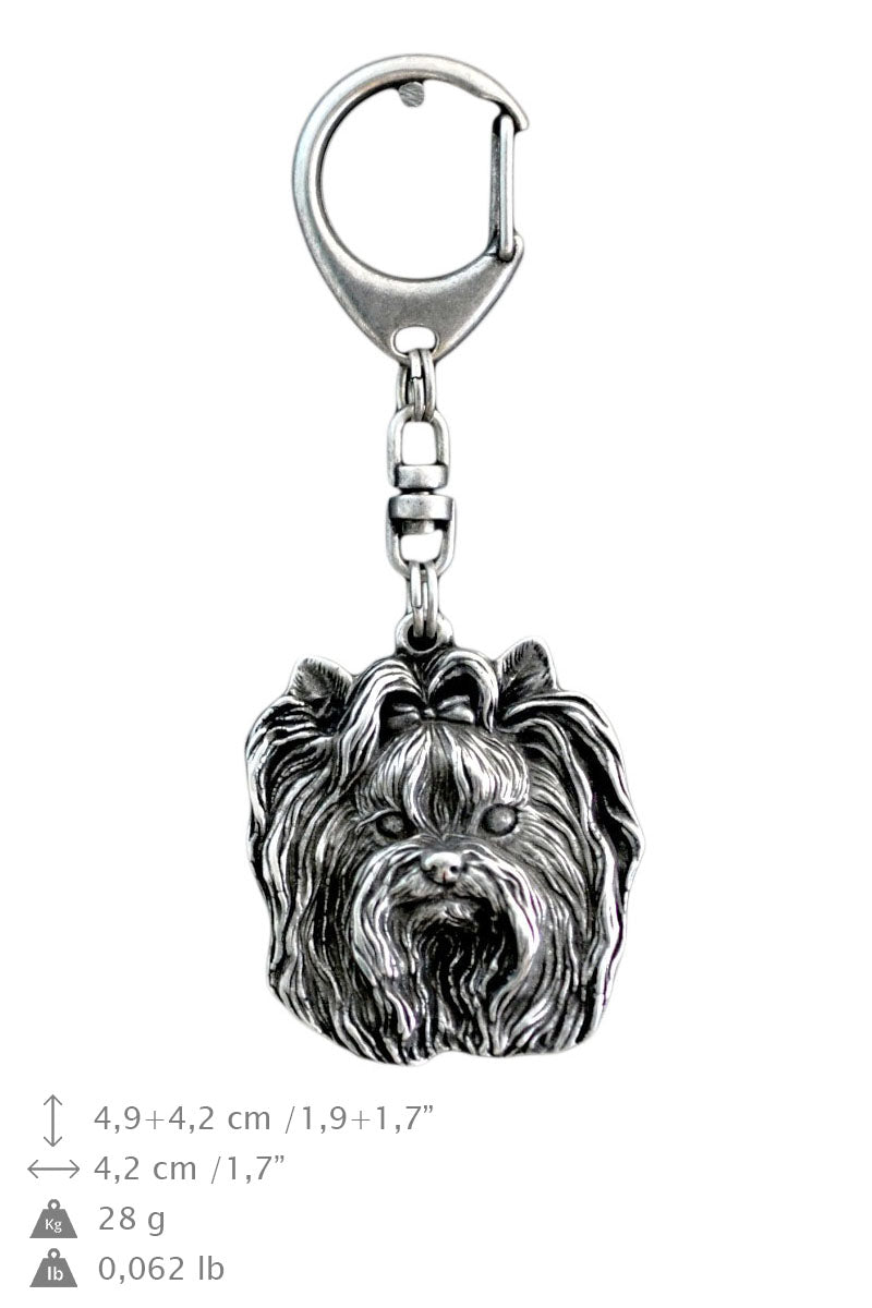 Yorkshire Terrier, Yorkie I - Silver-plated key ring with dog, handbag decoration, backpack pendant by Art-Dog brand