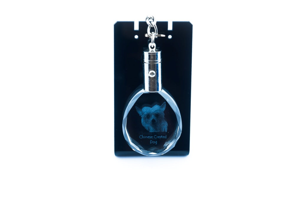 Chinese Crested Dog, Puff - pendant with a photo of a dog, crystal key ring in a gift box, a unique gift by Art-Dog