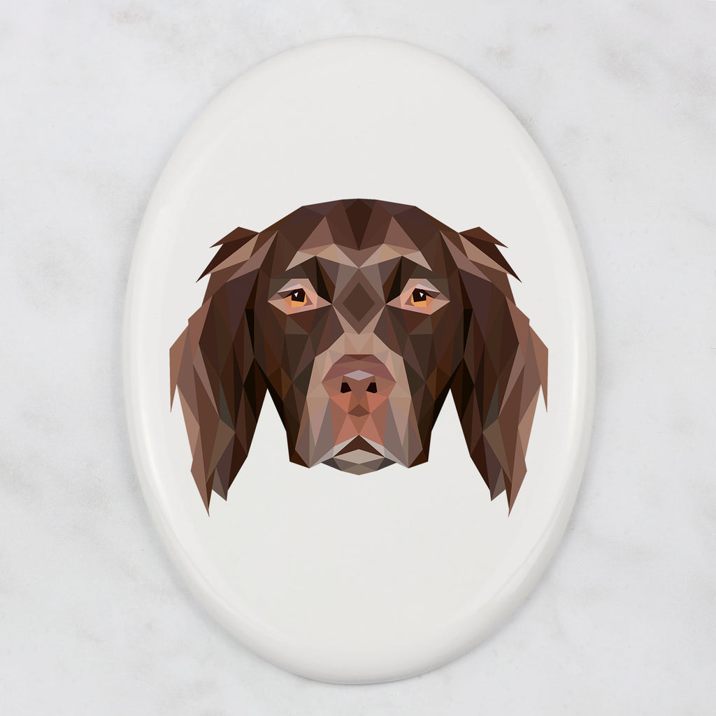Münsterländer - a plate with a geometric design and the brand name Art-Dog