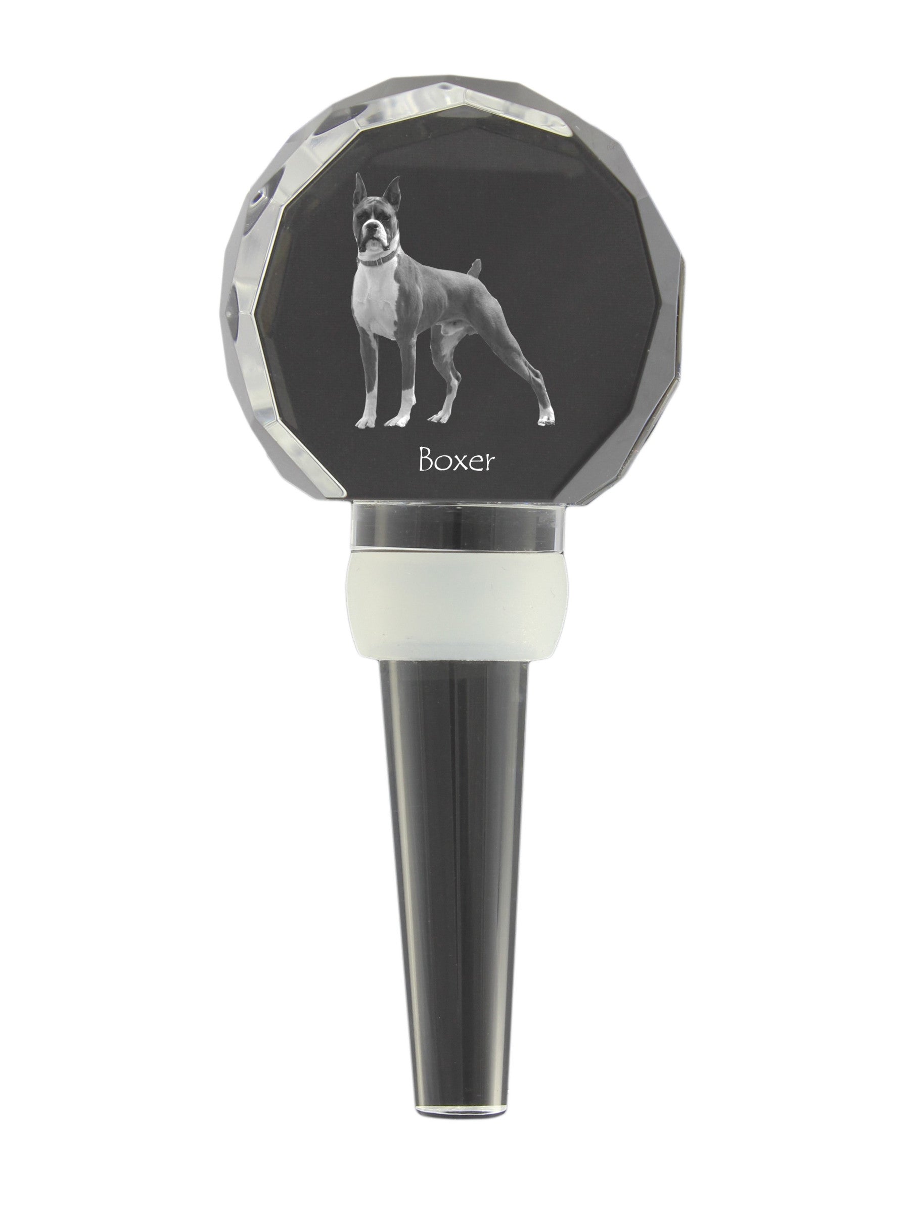 Boxer, German Boxer III - Crystal bottle stopper, unique wine stopper with photo, personalised gift for sommelier by Art-Dog brand