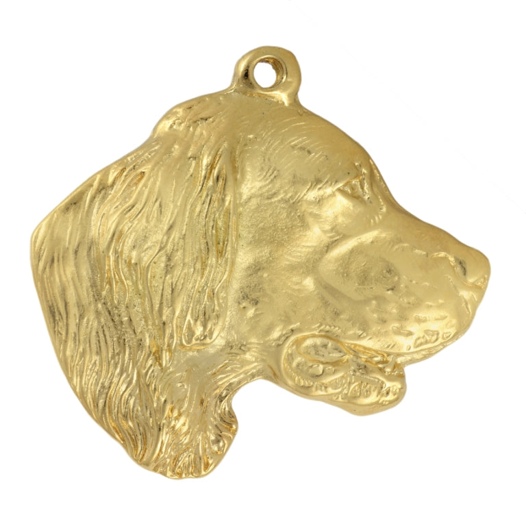 English setter, Lawerack, Laverack - keychain and necklace with a dog in a box, high-quality gold-plated product, Art-Dog brand