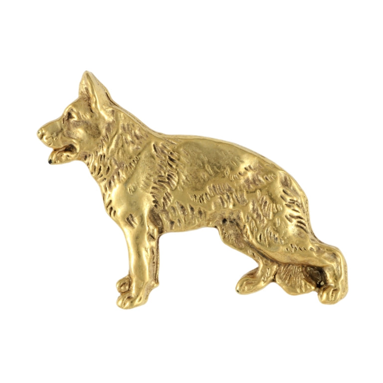German Shepherd Dog, Alsatian Wolf Dog II - Dog brooch in decorative box, elegant gold-plated pin, Art-Dog brand jacket pin