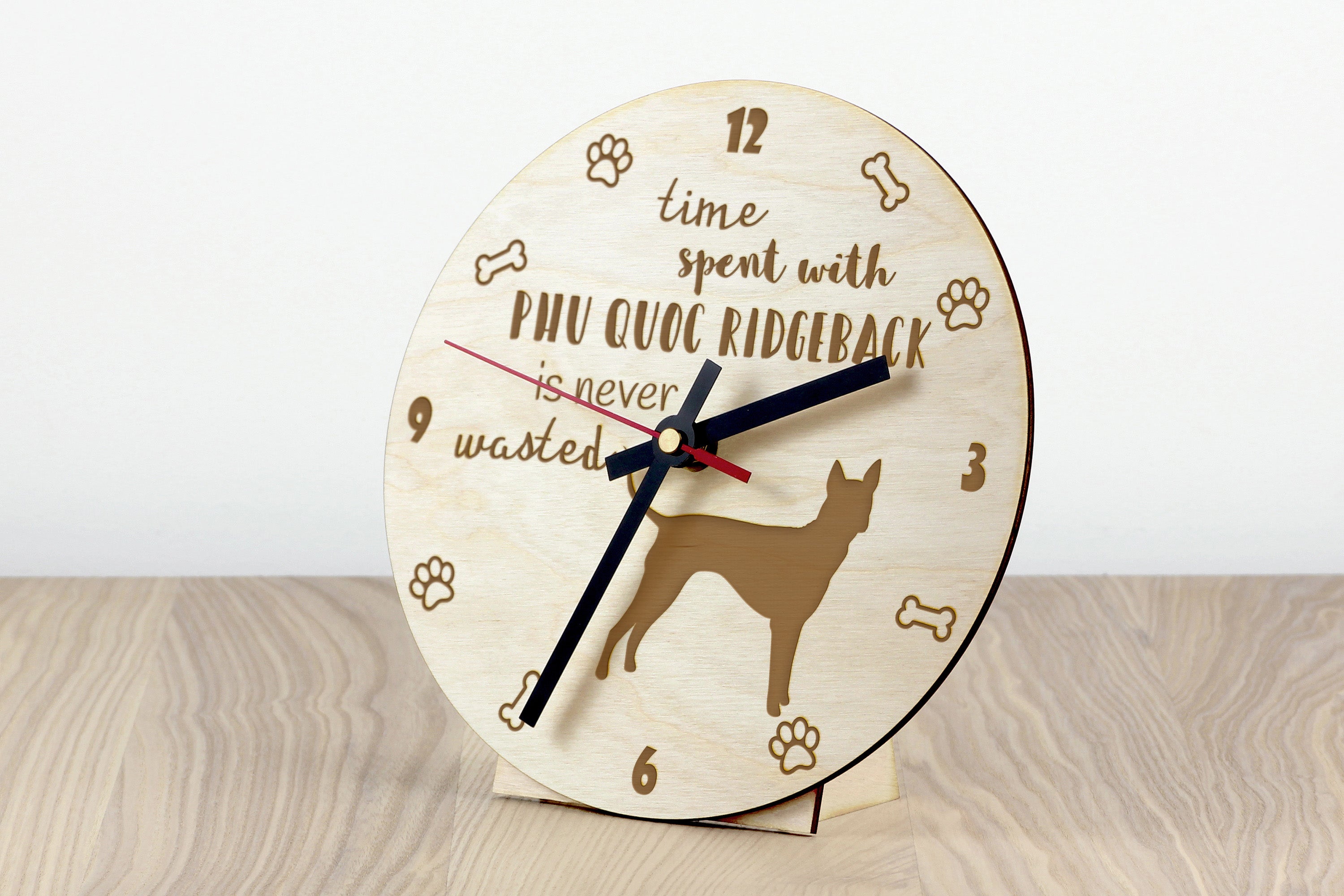Phu Quoc Ridgeback - clock with dog, wooden clock with engraving, personalised clock by Art-Dog