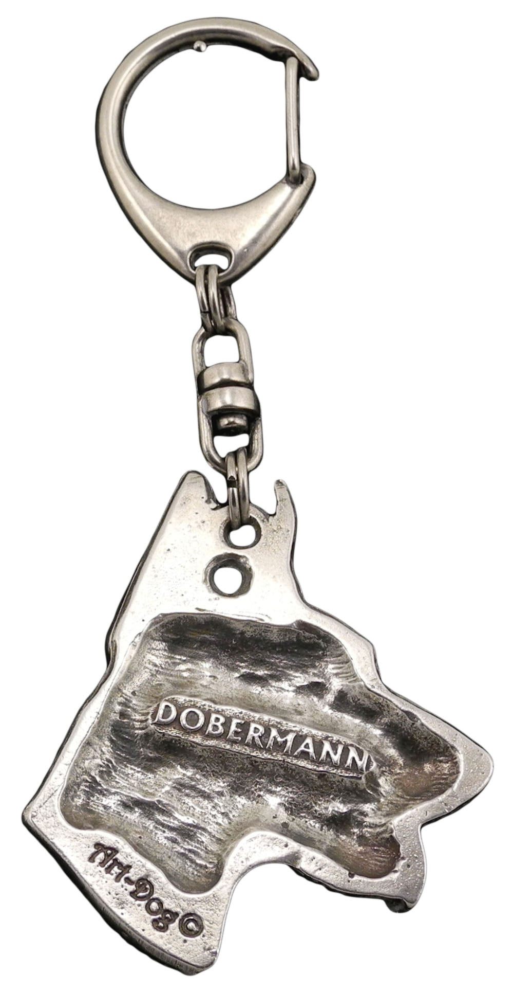 Dobermann, Doberman Pinscher, Dobie I - Silver-plated key ring with a dog in a gift box, handbag decoration, backpack pendant by Art-Dog brand