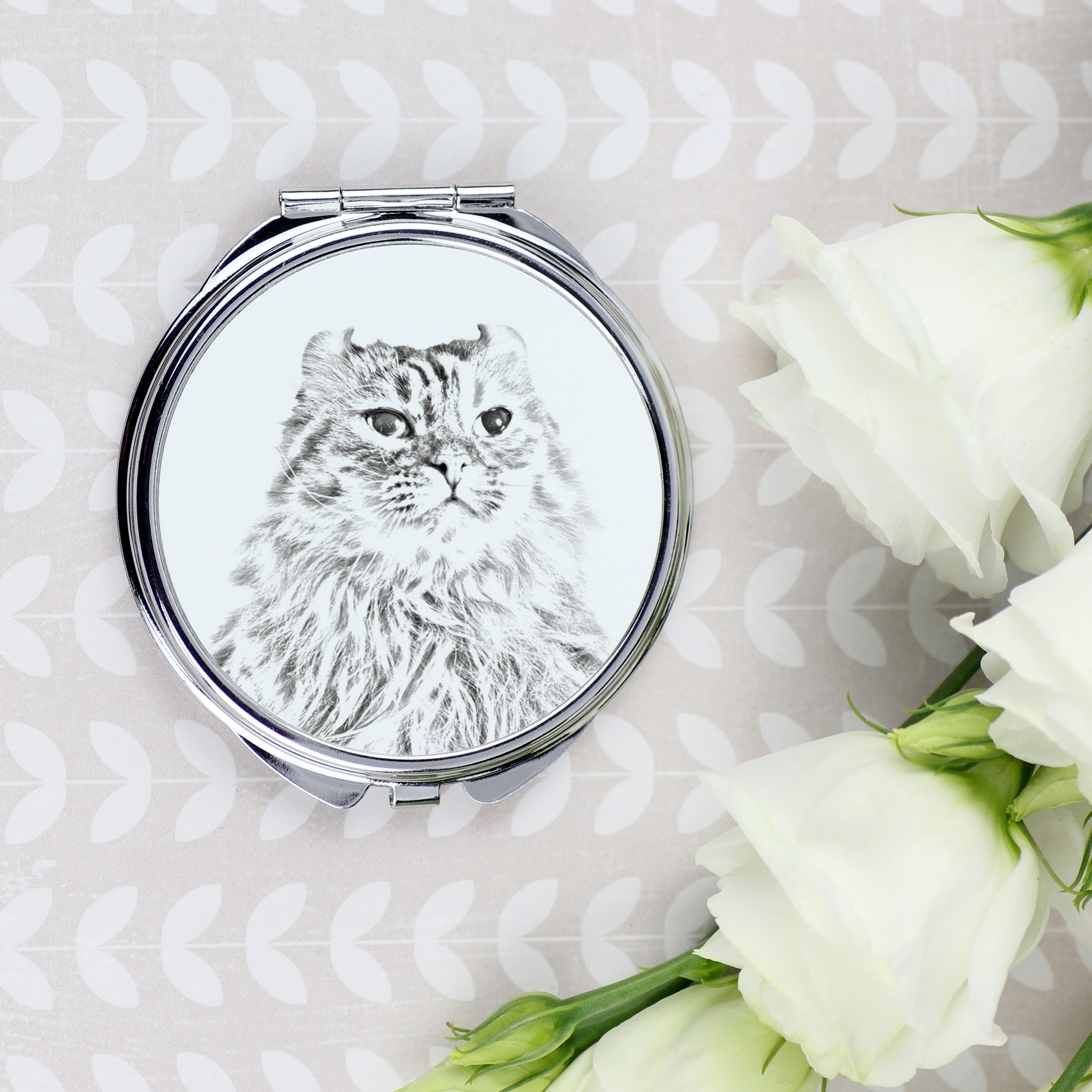 American Curl - pocket mirror with a cat, personalized mirror for a purse, compact mirror with Art-Dog brand print