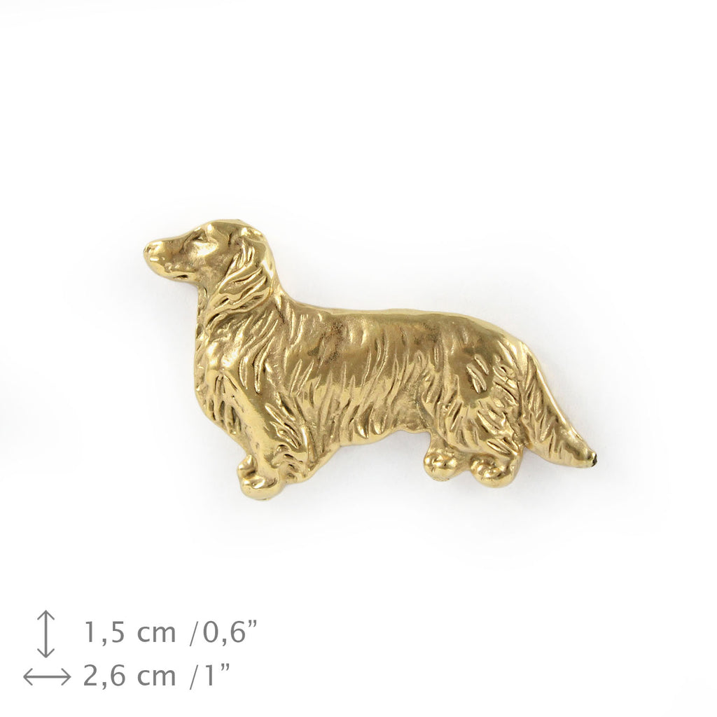 Dachshund III - gold-plated pin brooch, elegant dog ornament, unique pin by Art-Dog brand