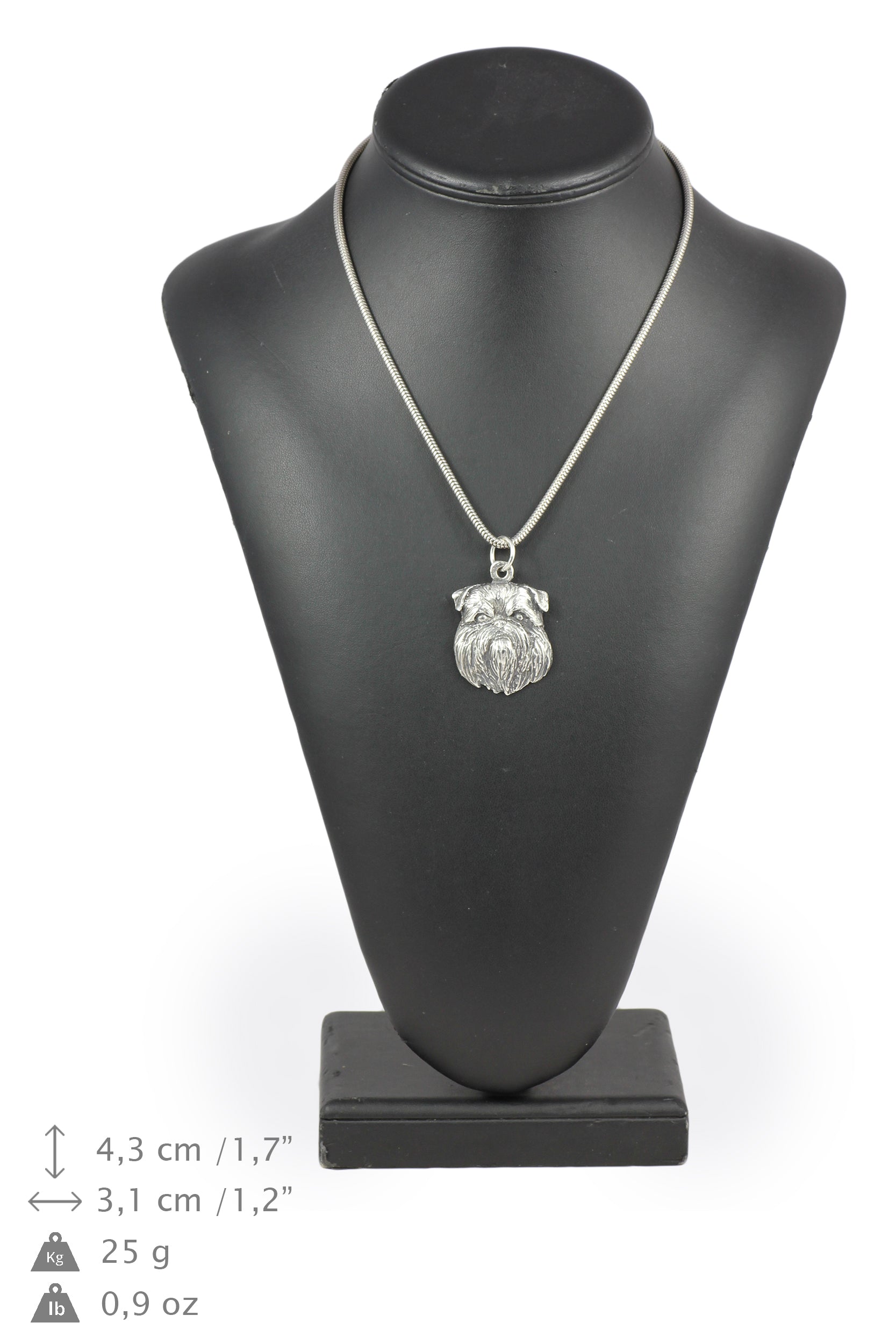 Griffon Bruxellois, Brussels Griffon - Dog necklace, unique jewellery for the dog fan, unique adder pendant by Art-Dog brand