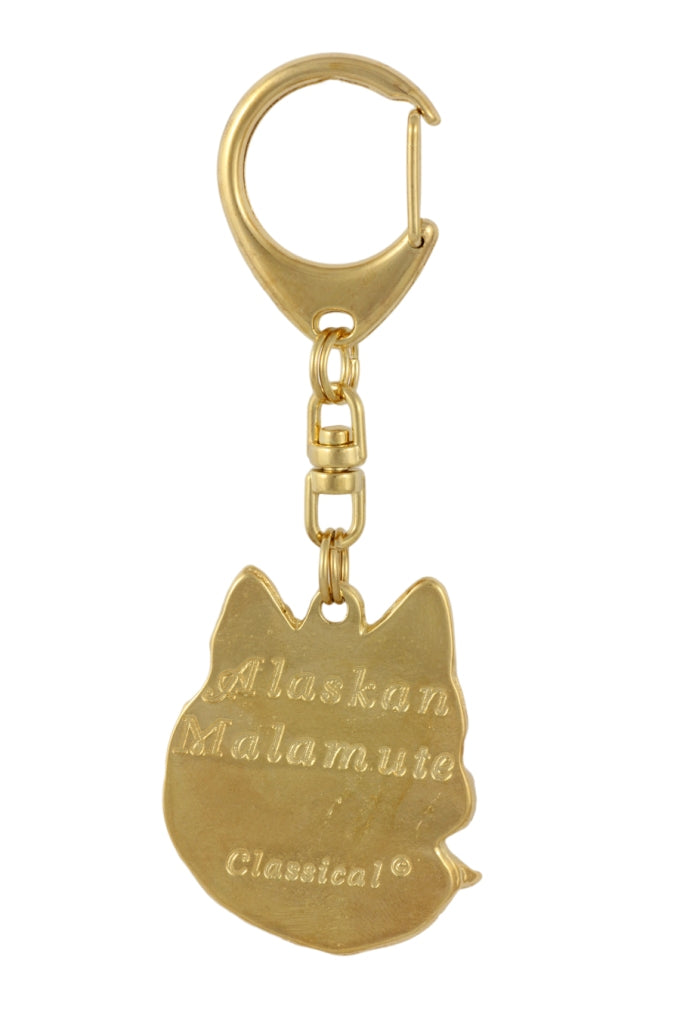 Alaskan Malamute - Gilded key ring with dog in gift box, handbag decoration, luxury accessory by Art-Dog brand