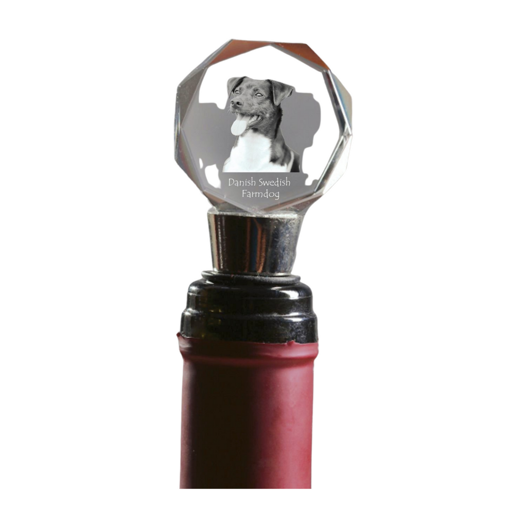 Danish Swedish Farmdog - Bottle stopper, crystal wine stopper with photo, personalised gift for bartender by Art-Dog brand