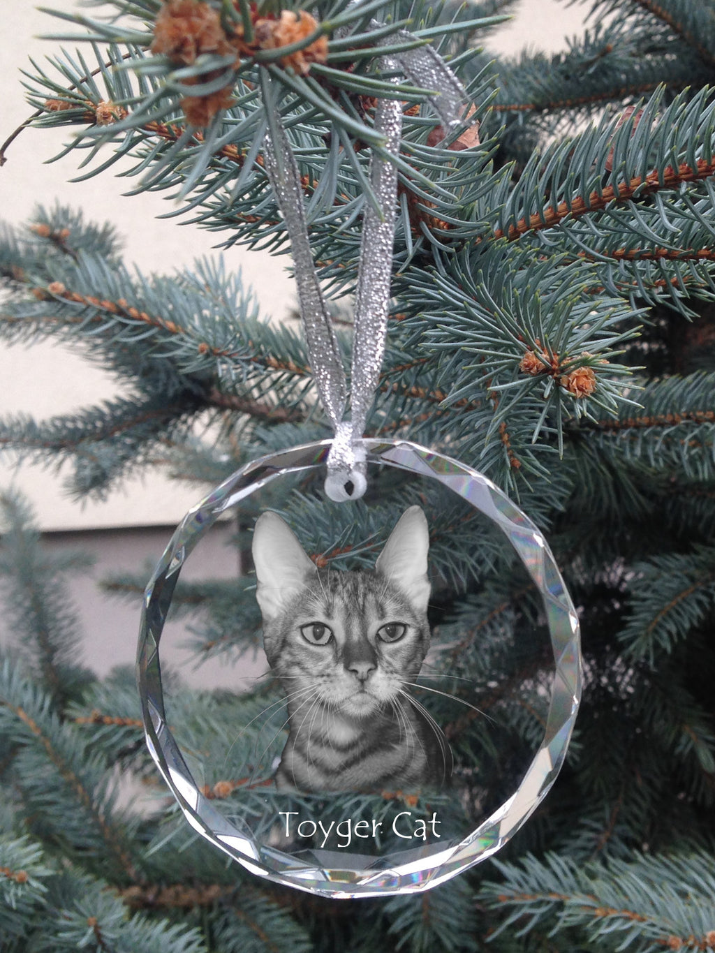 Toyger - crystal bauble with a photo, photo of a cat in crystal, personalized Christmas tree ornament by Art-Dog brand
