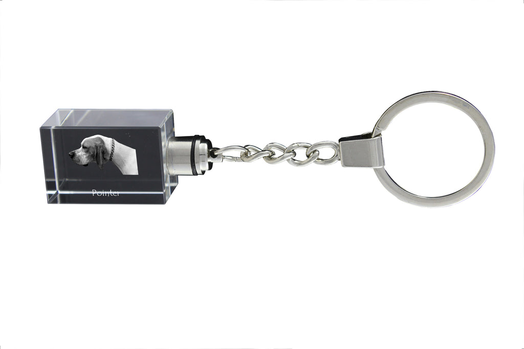 English Pointer I - Crystal key ring with dog photo, illuminated key ring, unique gift by Art-Dog brand
