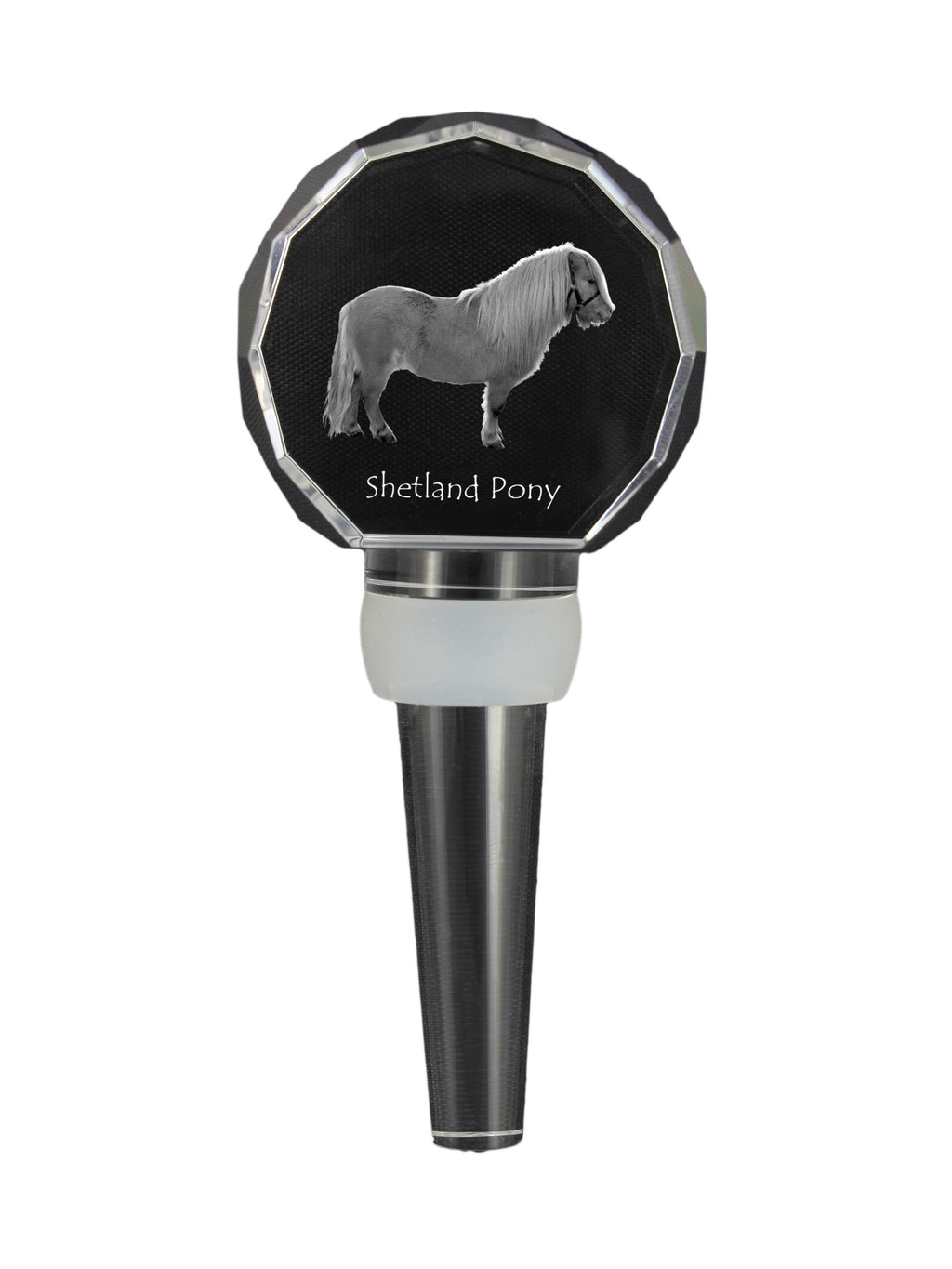 Shetland Pony - Crystal bottle stopper with horse, unique wine stopper with photo, personalised gift for sommelier by Art-Dog brand