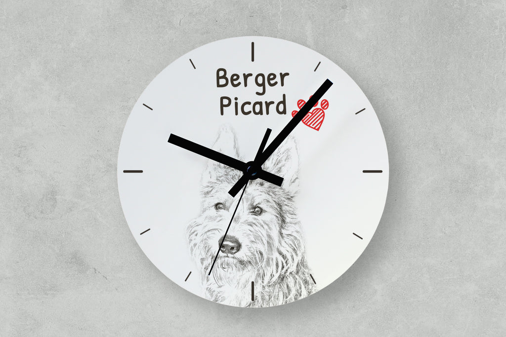 Picardy Sheepdog, Berger Picard, Picardy Shepherd - wall clock with a dog, shelf clock with a print, personalized home decoration from the Art-Dog brand