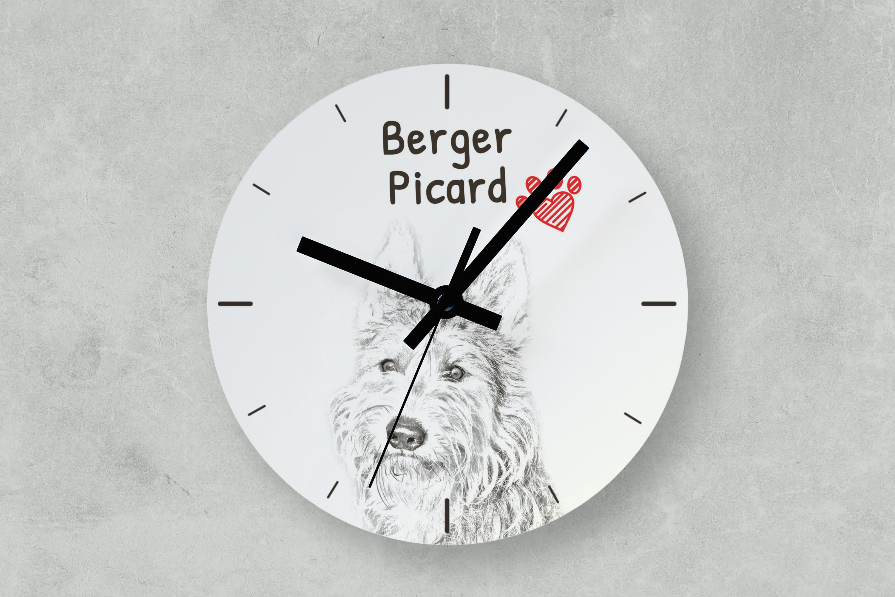 Picardy Sheepdog, Berger Picard, Picardy Shepherd - wall clock with a dog, shelf clock with a print, personalized home decoration from the Art-Dog brand
