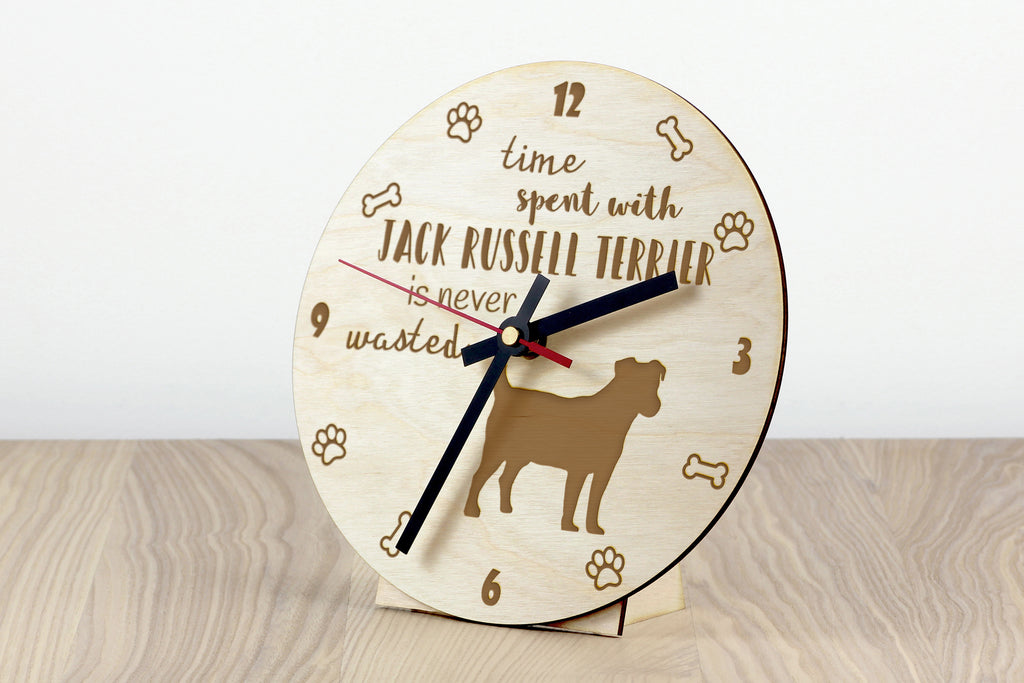 Jack Russell Terrier - clock with a dog, wooden clock, wall clock for dog lovers, clock for desk and shelf, Art-Dog