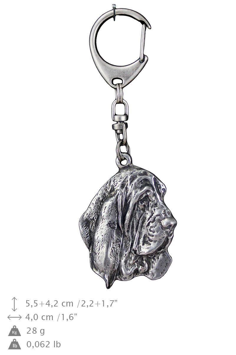 Basset Hound III - Silver-plated key ring with dog, handbag decoration, backpack pendant by Art-Dog brand