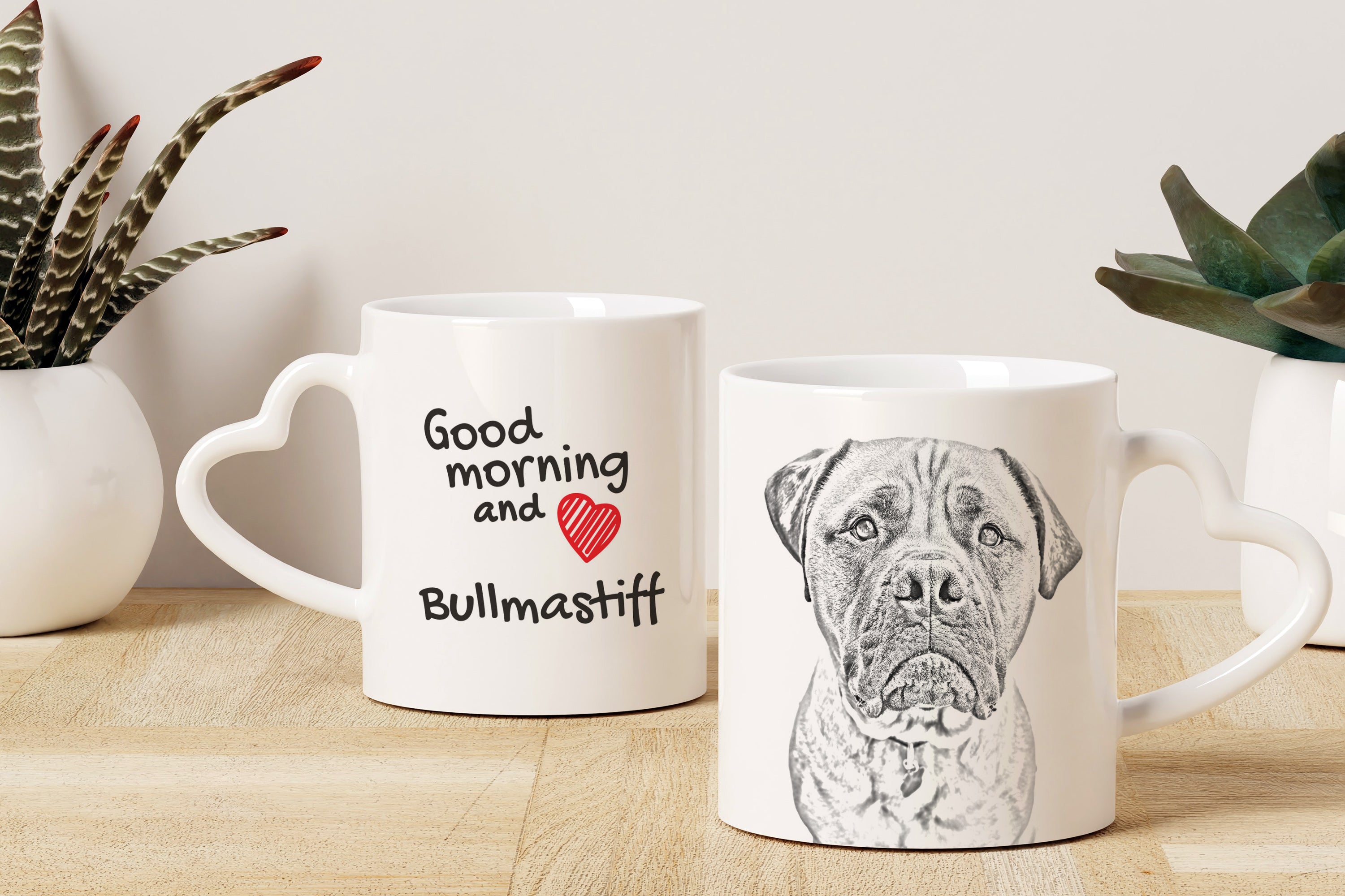 Bullmastiff - cup with a dog, adorable cup with a heart-shaped handle, universal gift from the Art-Dog brand