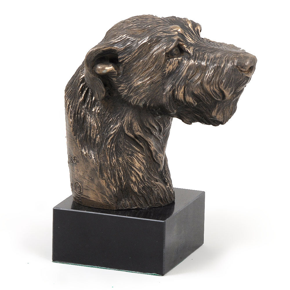 Irish Wolfhound - Dog statue, bust on stone base, sculpture, trophy for dog show by Art-Dog brand