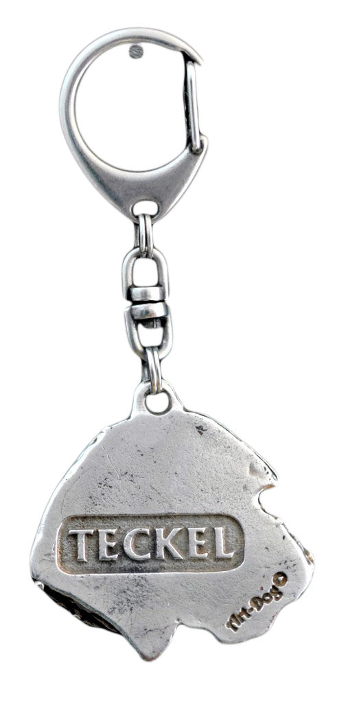 Dachshund II - Silver-plated key ring with a dog in a gift box, handbag decoration, backpack pendant by Art-Dog brand