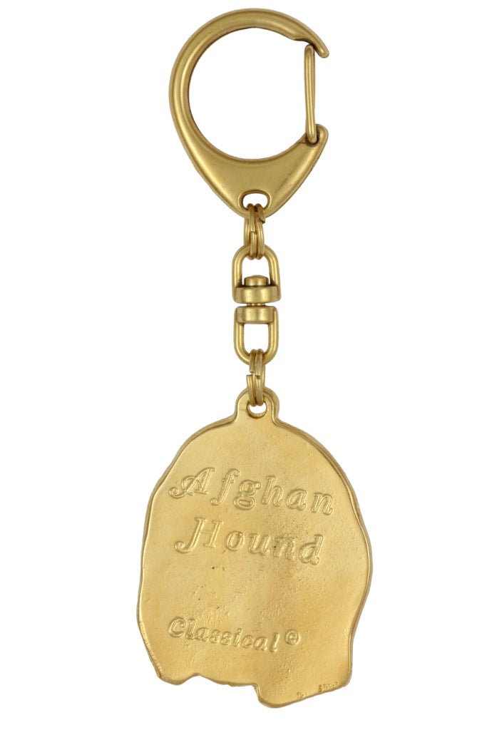 Afghan Hound, Tazi II - Gilded key ring with dog in gift box, handbag decoration, luxury accessory by Art-Dog brand