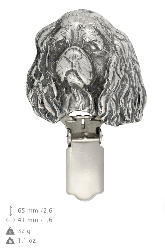 Hovawart, Hovie - brooch with a clip, holder for a start number, silver-plated dog show pin from the Art-Dog brand