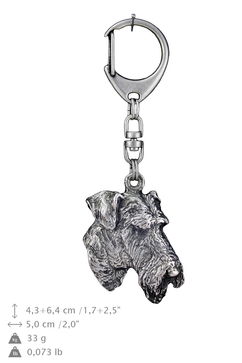 Airedale Terrier, Bingley Terrier - Silver-plated key ring with dog, handbag decoration, backpack pendant by Art-Dog brand