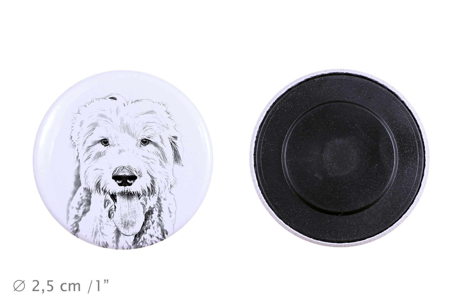 Old English Sheepdog - magnet with a dog's pupil, exceptionally light, strong magnet, handmade product by the Art-Dog brand